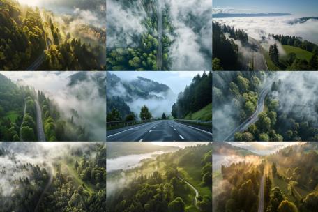 绿色森林氧吧 雾气森林 汽车广告宣传片高清在线视频素材下载