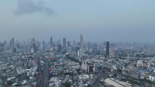 曼谷市中心曼谷和摩天大楼的航拍