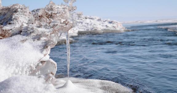 冰雪开始融化的河流