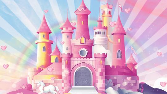 4K梦幻粉色城堡视频素材模板下载