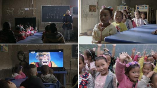 山区乡下农村儿童学生课堂教育视频素材模板下载