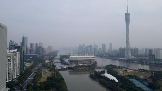 4K 航拍广州城市建筑天际线