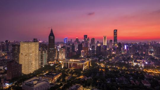 南京新街口夜景航拍延时