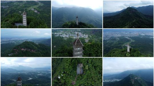 航拍浙江天台山赤城山梁妃塔（合集）高清在线视频素材下载