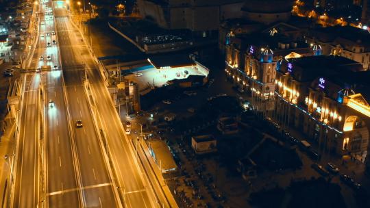 上海南北高架车流夜景视频素材模板下载
