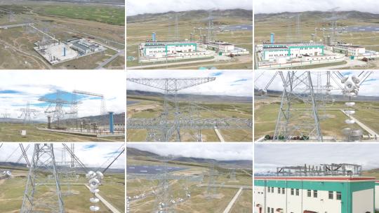西藏电网高海拔实验基地航拍合集视频素材模板下载