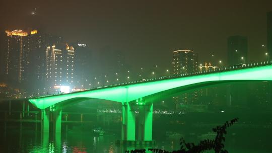 亚洲城市夜景桥梁色彩变幻实拍