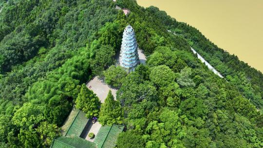 航拍四川旅游5A级阆中古城地标历史建筑白塔