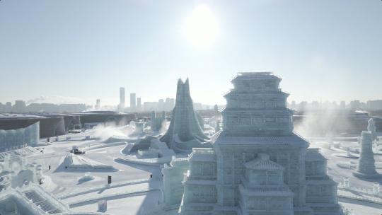 冰雪大世界全景航拍素材