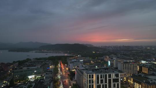 杭州西湖傍晚夕阳