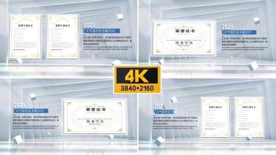 【4k】高端简约证书展示高清AE视频素材下载