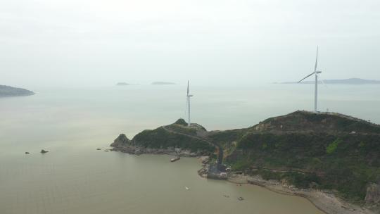 航拍浙江台州玉环市海滨风景