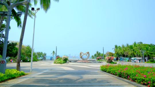 海南三亚天涯海角景区雕塑喷泉广场