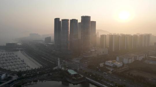 4k 航拍厦门海岸线现代建筑景观