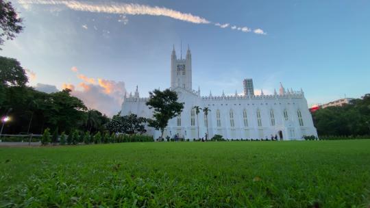 圣保罗大教堂的时间流逝，这是加尔各答加尔各答市的著名地标。一个圣地