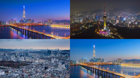 【合集】韩国城市 首都 首尔 美景 灯光视频素材模板下载