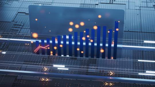 增长的投资理财金融曲线图表3D渲染