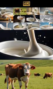【4K合辑】牛奶广告级素材高清在线视频素材下载
