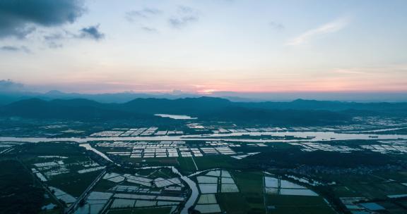 4k珠海斗门虎跳门水道日落航拍延时