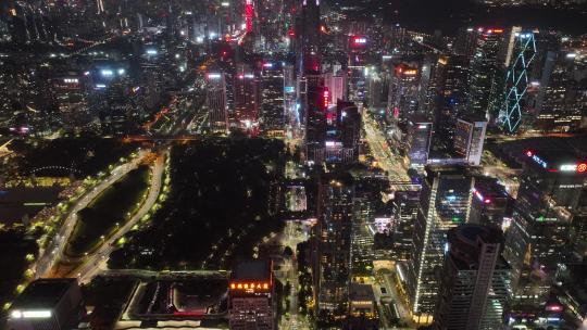 4K深圳福田区CBD夜景航拍