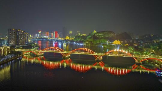4K延时航拍柳州桥梁璀璨夜景