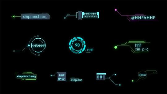 科技感霓虹发光指示线文字HUD标题展示动画高清AE视频素材下载