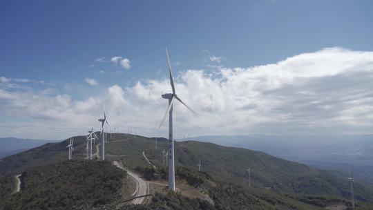 风车发电-蓝天白云-风力发电-新能源