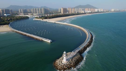 三亚清水湾国际游艇小镇自由灯塔视频素材模板下载