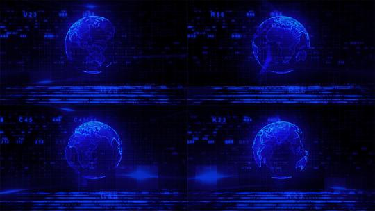 HUD蓝色科技地球5G信息数据人工智能ai高清在线视频素材下载