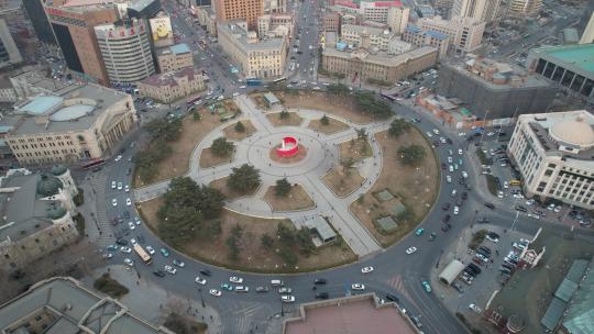 辽宁省大连市中山广场城市天际线风光航拍