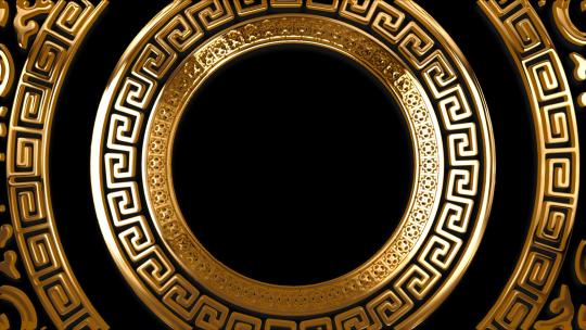 带通道金色花纹圆环中国风元素动态背景视频