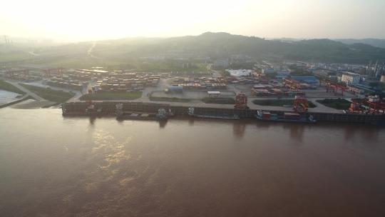 泸州港口码头航拍视频素材