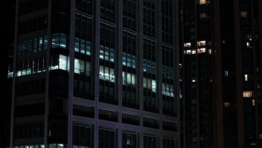 商务办公楼夜景航拍