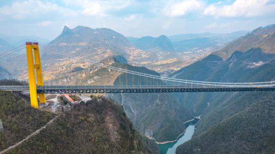 8K世界第二高桥横跨峡谷航拍延时