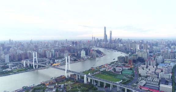 上海南浦大桥航拍日景