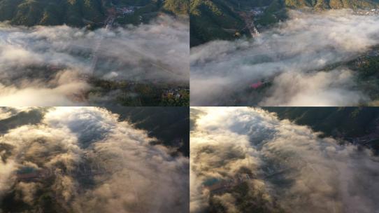 云雾缭绕的高速公路建设工地高清在线视频素材下载