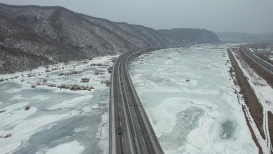 辽宁G11鹤大高速公路雪景风光航拍