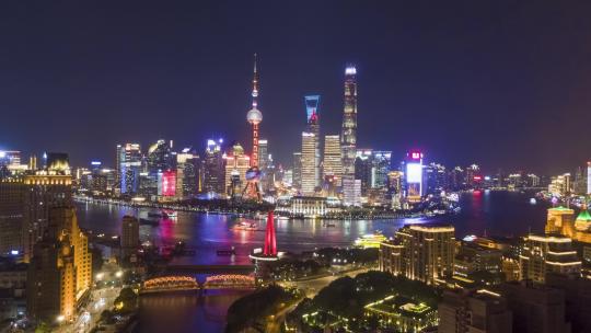 上海夜景航拍灯光