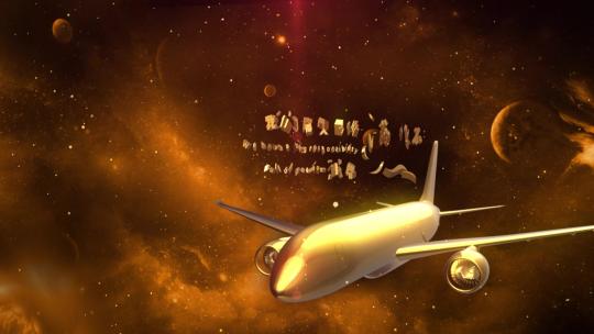 金色粒子3D桥梁轮船飞机奔马开场片头