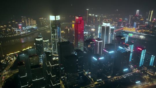重庆江北嘴CBD夜景航拍视频素材模板下载