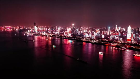 武汉江岸区夜景灯光秀延时摄影