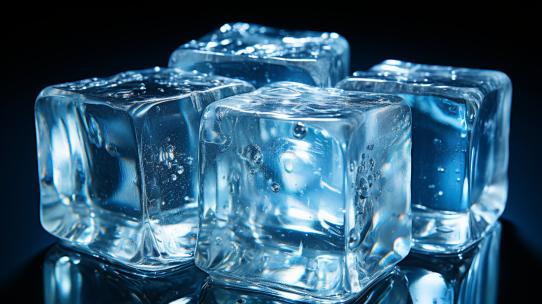 4K冰块饮料液体水珠玻璃水特写飞溅水花透明