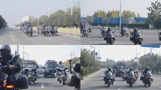 公安特警巡逻警车铁骑巡逻（含灰片视频）高清在线视频素材下载