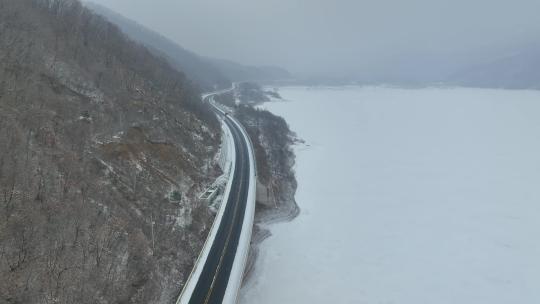 吉林珲春市G331国道边境公路航拍风光