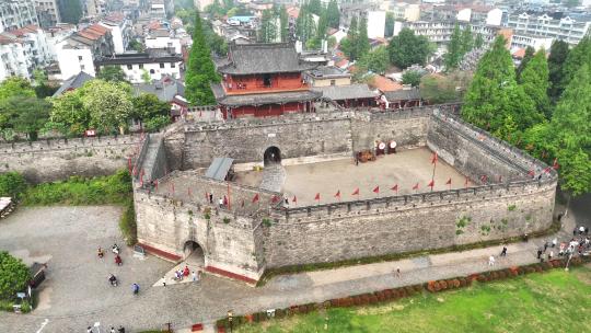 航拍湖北旅游三国历史文化荆州古城