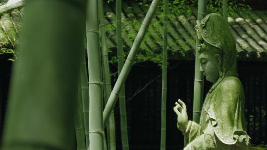 禅院佛像禅修竹林视频素材模板下载