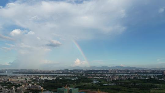 广东南方下雨天过后彩虹高空航拍视角4K
