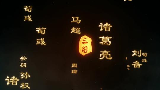 四大名著传统文化三国朗诵金色漂浮粒子字幕