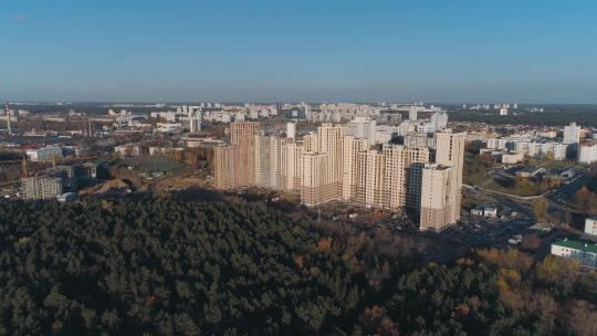 在建住宅区鸟瞰图高处全景