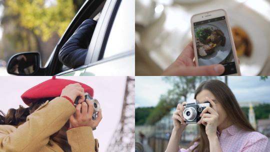 【合集】相机女孩复古相机手机食物车内拍照